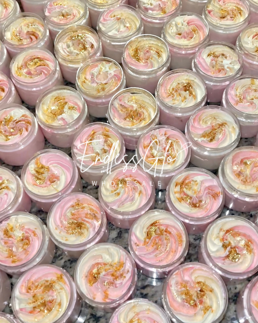 Private Label Whipped Body Butter Pink & White Swirl w/ Shimmer