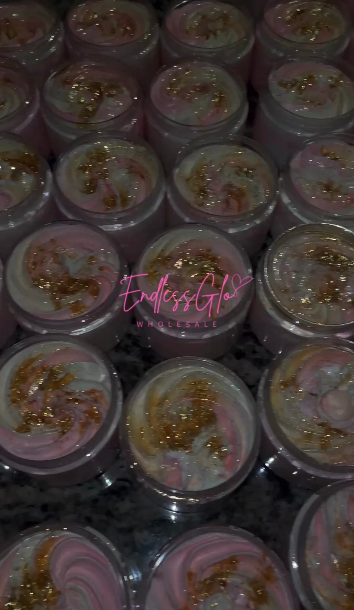 Private Label Whipped Body Butter Pink & White Swirl w/ Shimmer